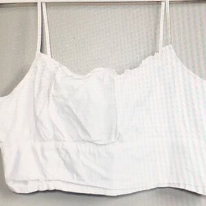 H&M Cropped Ruffled Tank Top White Womens Size Medium
